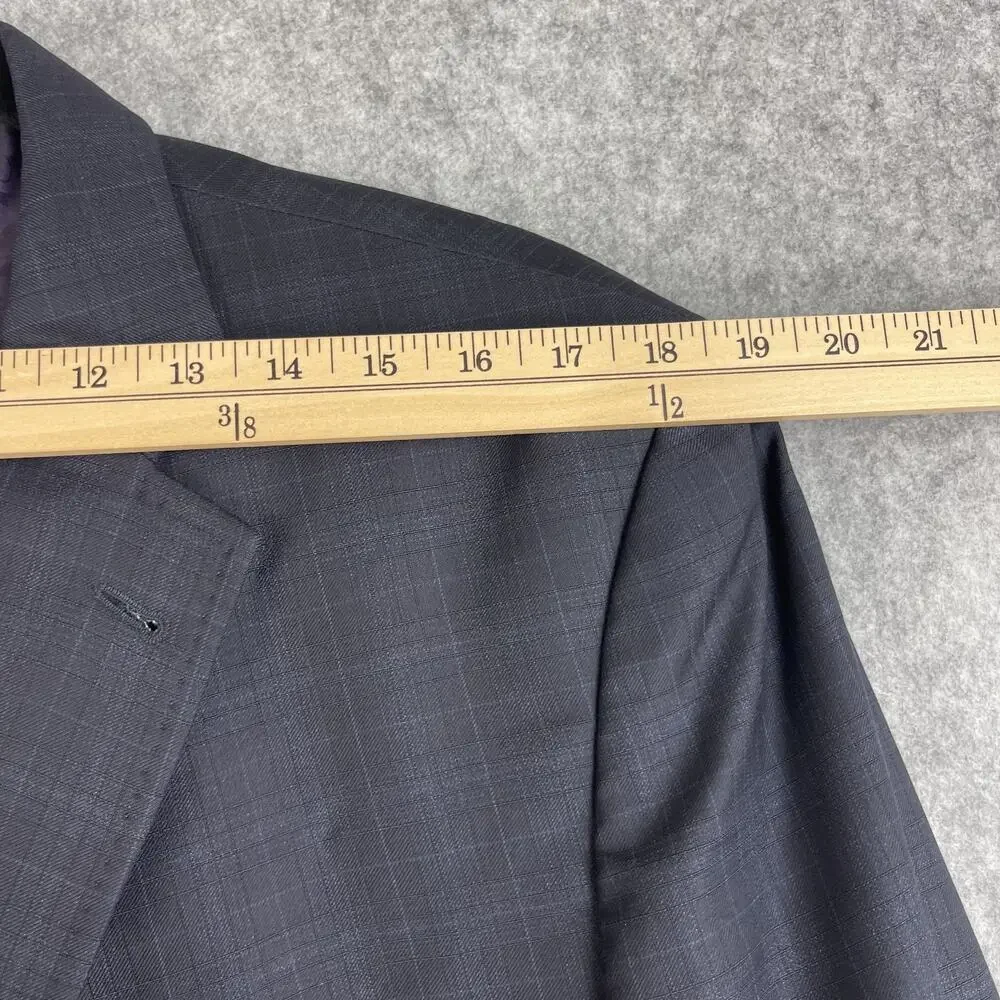 Ted Baker Endurance Blazer Sport Coat Mens‎ 46XL Blue Gray Plaid Wool 2 Button